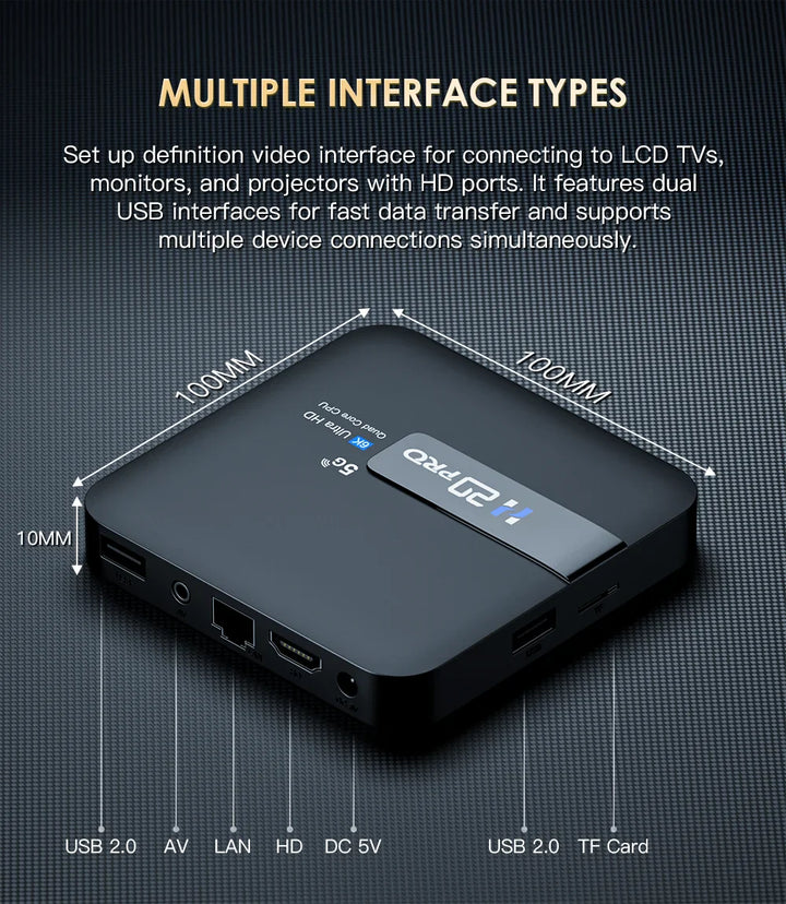 HONGTOP H20PRO Smart TV Box WiFi6 Android 10 6K 4K 3D Media Player TV Box Android 2.4G&5G WIFI Very Fast 1080P Set Top Box