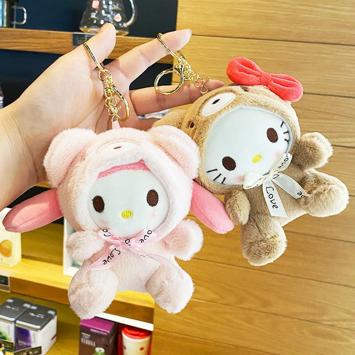 Cute Hello Kitty Kuromi Melody Pochacco Plushie Keychain Phone Handbag Bag Charm