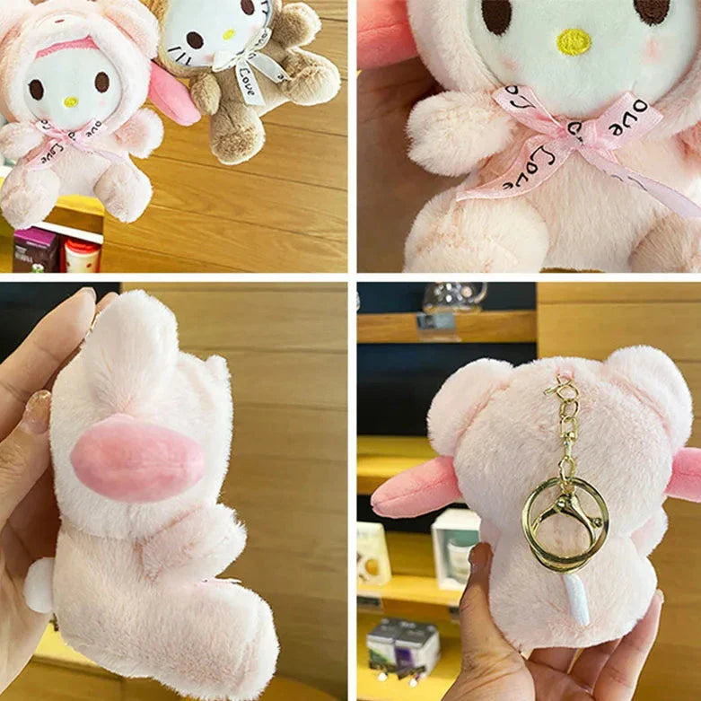 Cute Hello Kitty Kuromi Melody Pochacco Plushie Keychain Phone Handbag Bag Charm