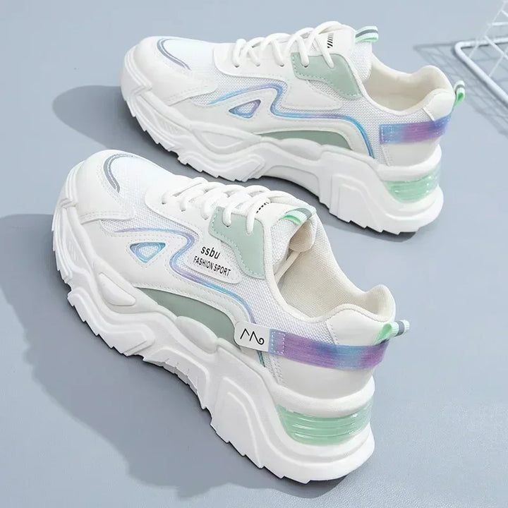 Women's Chunky Platform Sneakers Casual Trainers Breathable Flat Shoes