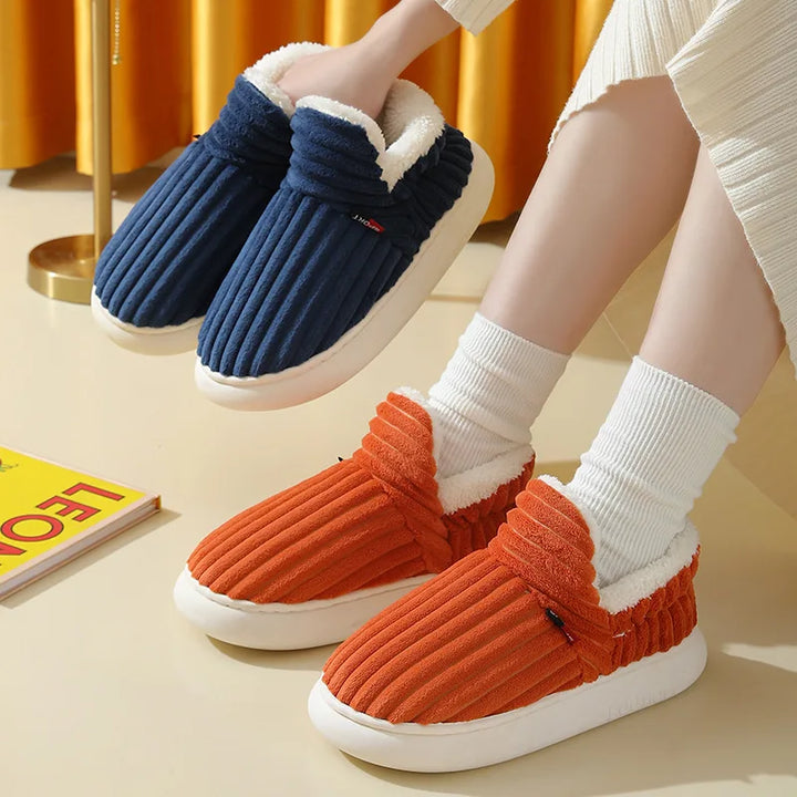Women's Fur Plush Slippers | Men's Winter Furry Fashion Cozy Warm Ankle Plush Slides | Soft Sole Indoor Cotton Shoes