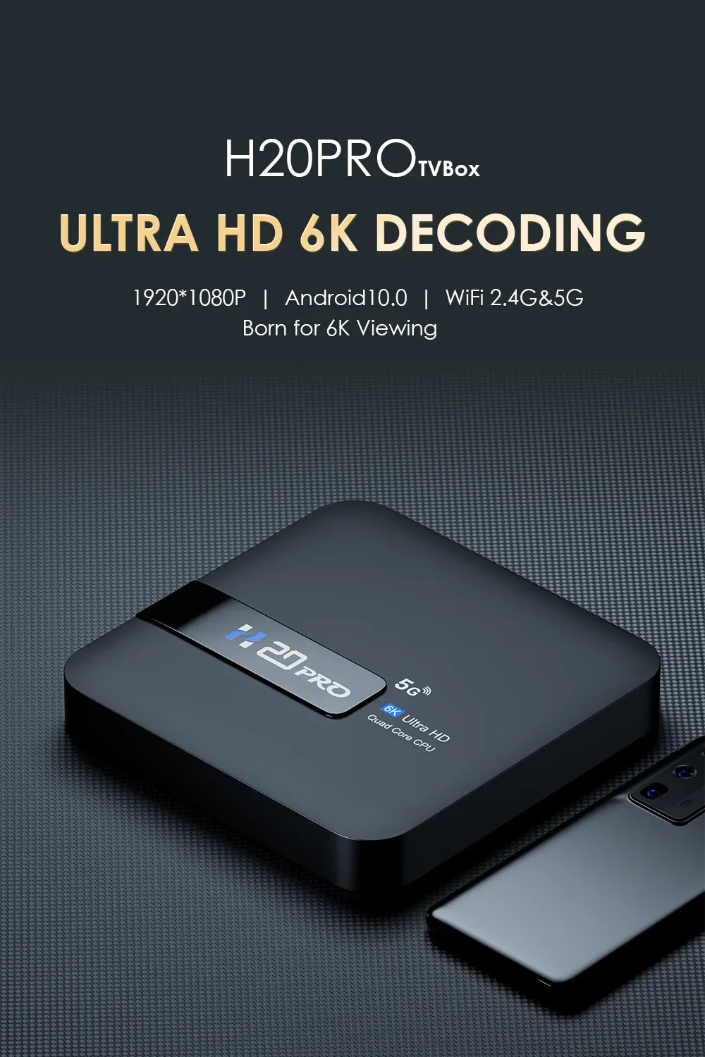 HONGTOP H20PRO Smart TV Box WiFi6 Android 10 6K 4K 3D Media Player TV Box Android 2.4G&5G WIFI Very Fast 1080P Set Top Box