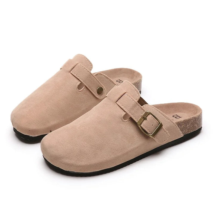 Suede Closed Toe Buckle Slide