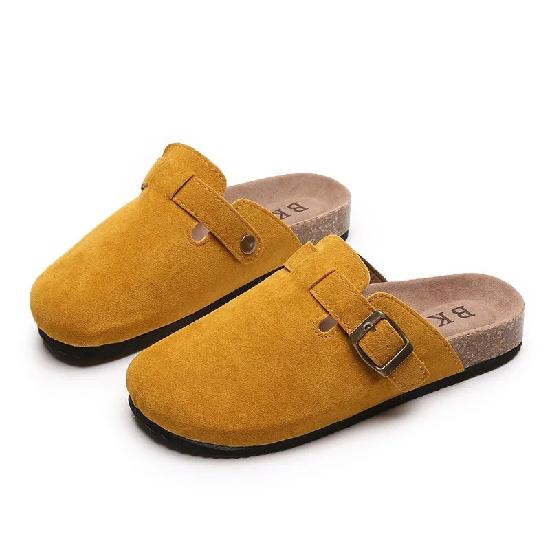 Suede Closed Toe Buckle Slide