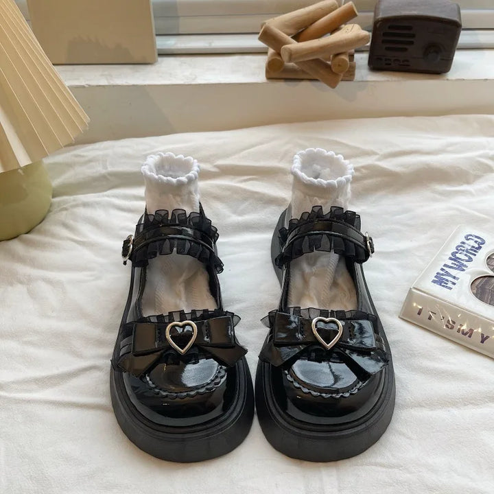 Xajzpa New Fashion Buckle Women's Pumps Spring Autumn Mary Jane Round Toe Solid Butterfly Knot Platform Casual Ladies Shoes